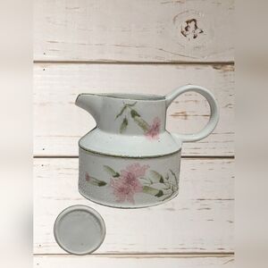 Pink and Green Floral Ceramic Art Pitcher